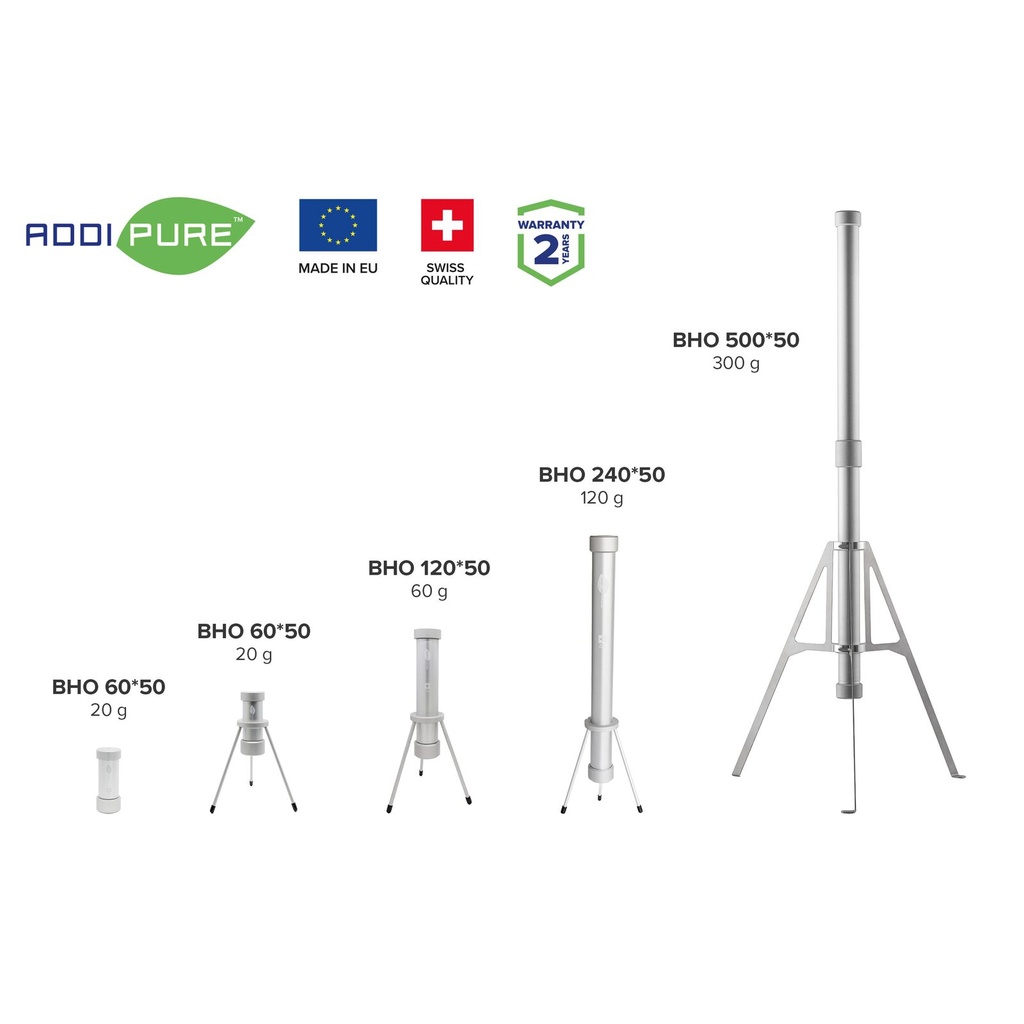 BHO Extractor ADDIPURE 60*50 (non-height-adjustable) for oil, BHO and DHO. Capacity 20 g. Aluminium, food grade anodised finish. 3-layer filter for maximum purity. Swiss quality.