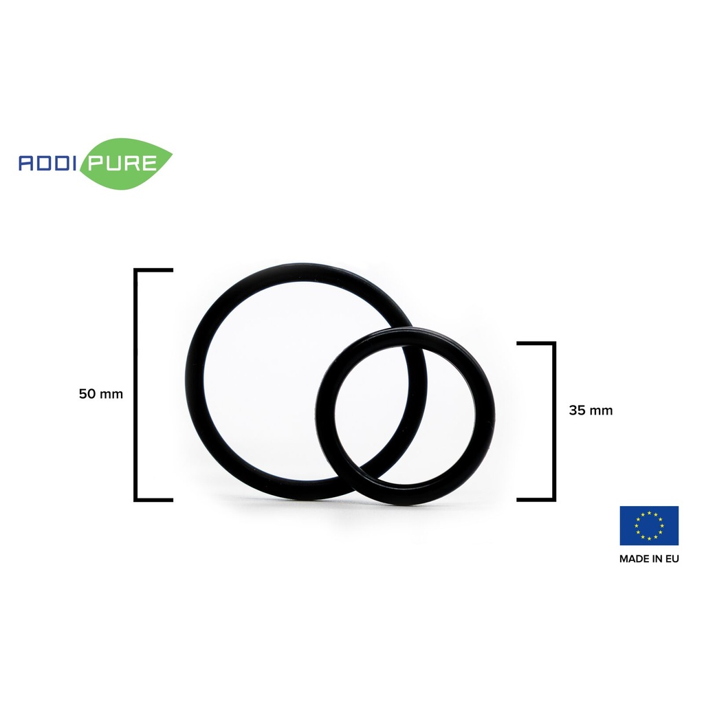 Set of 2 black sealing O-rings, diameter: 31 mm. For use with BHO Extractor ADDIPURE 35. DME and n-Butane resistant.