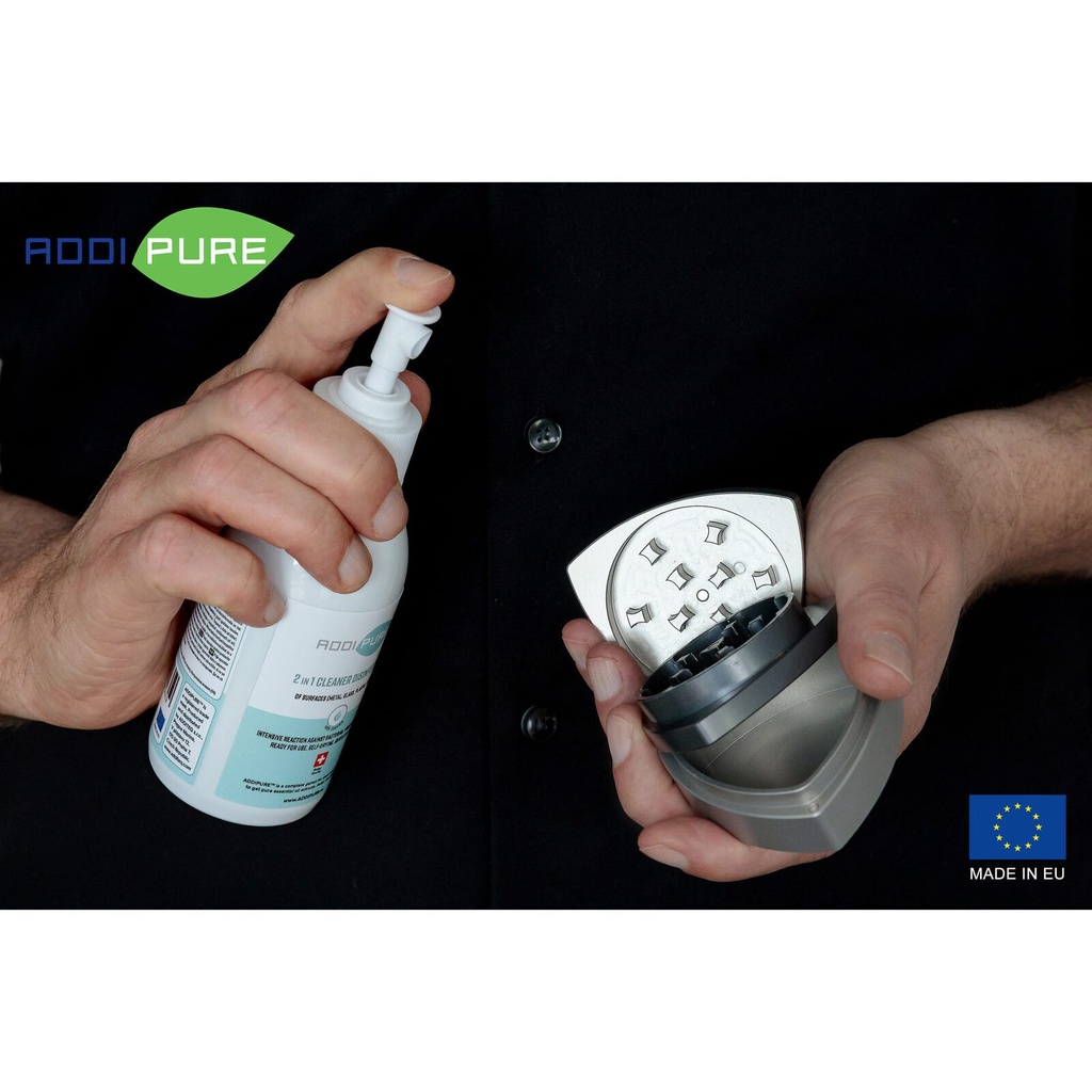 ADDIPURE 2in1 Cleaner Disinfectant, 500 ml, refill. For highly effective, fast-acting elimination of bacteria, germs, viruses and mould. Organic product. Ready to use. Self-drying. Kind to skin.