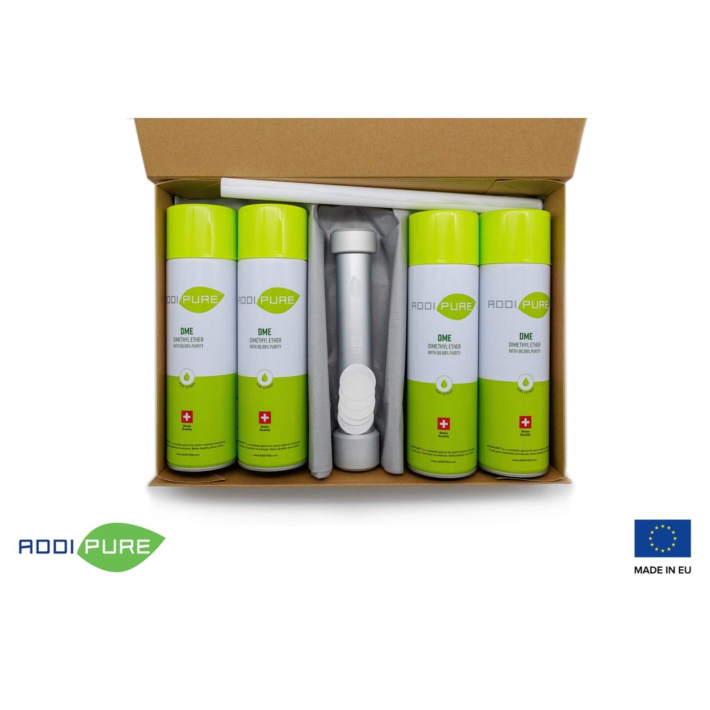 BHO StarterKit ADDIPURE 35*35 (DME) for oil, BHO and DHO. Capacity 15 g. Get started with easy and efficient plant extraction. Swiss quality.