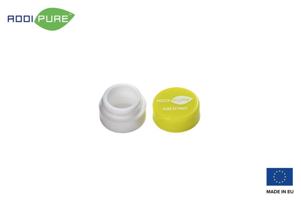ADDIPURE Silicone jar, 3 ml, green, round. Packaging for natural products. Food grade quality. Leak-proofness.