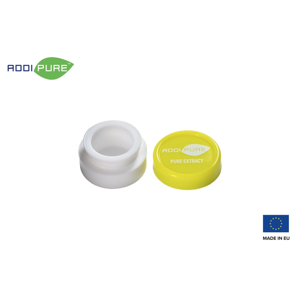 ADDIPURE Silicone jar, 5 ml, green, round. Packaging for natural products. Food grade quality. Leak-proofness.