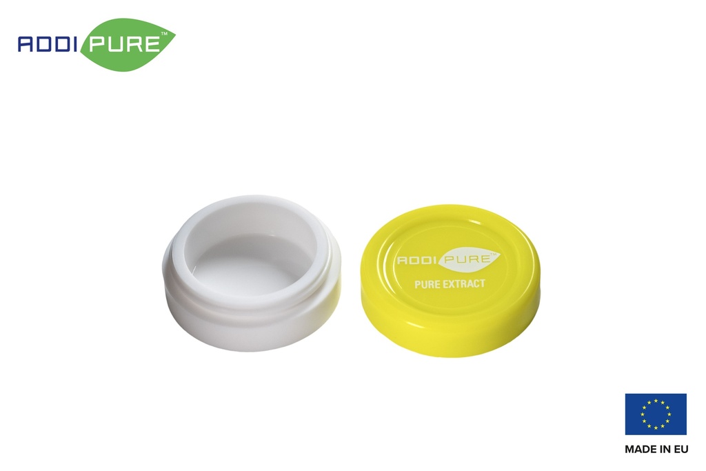 ADDIPURE Silicone jar, 11 ml, green, round. Packaging for natural products. Food grade quality. Leak-proofness.