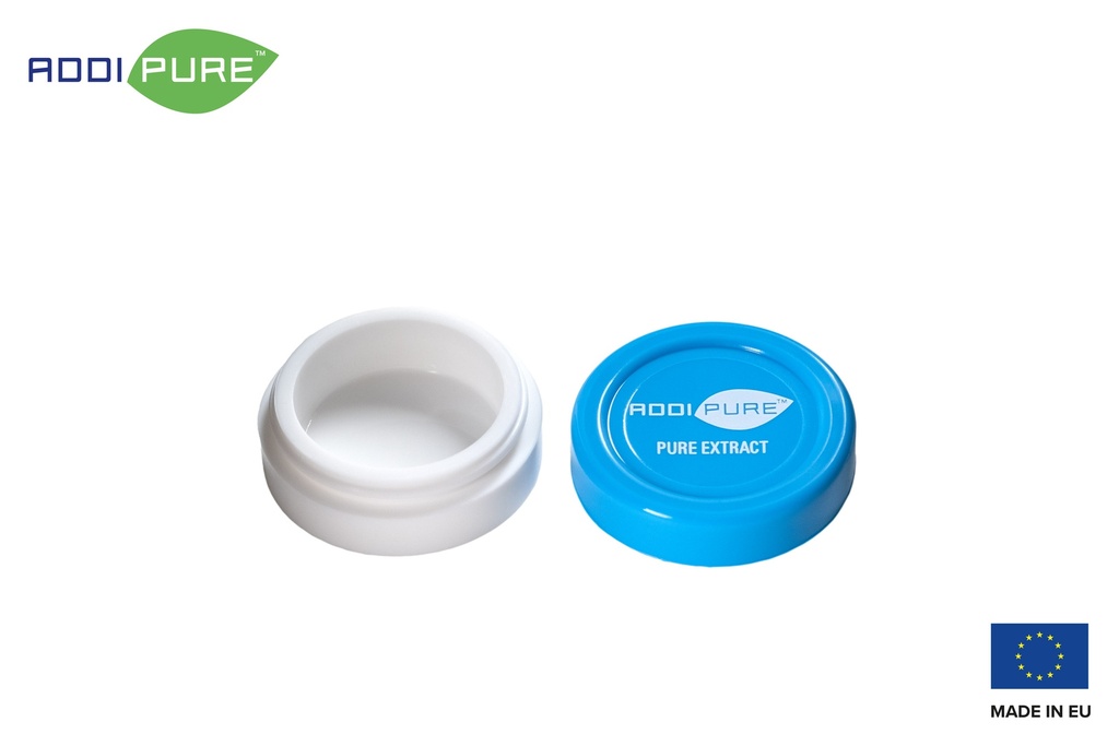 ADDIPURE Silicone jar, 11 ml, blue, round. Packaging for natural products. Food grade quality. Leak-proofness.