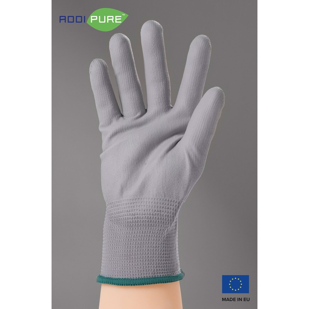ADDIPURE Garden gloves for BHO extraction. Grey, size XL. Non-slip grip, light fitting, maximum dexterity, non-seamless, breathable, versatile.