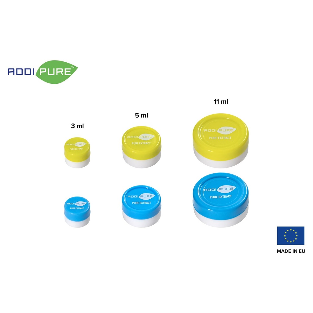 ADDIPURE Silicone jar, 11 ml, blue, round. Packaging for natural products. Food grade quality. Leak-proofness.
