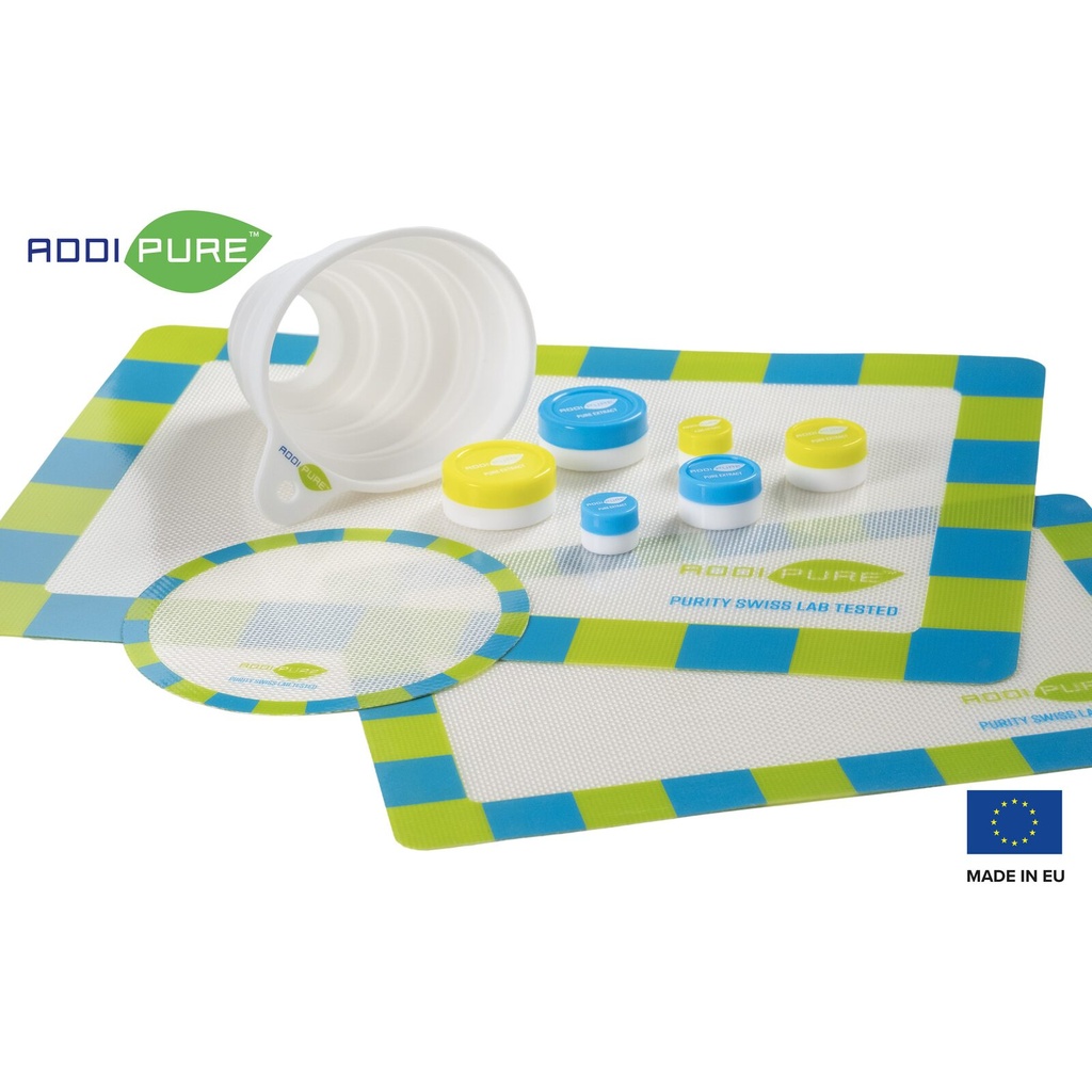 ADDIPURE Dabbing silicone mat set. 3 pieces, various dimensions/shapes. Food grade quality, non-stick coated surface, non-slip.
