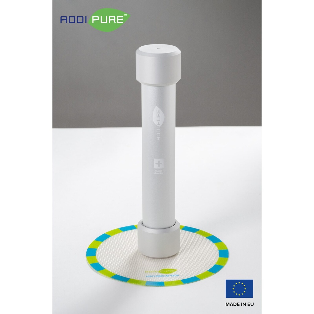 BHO Extractor ADDIPURE 35*35 (non-height-adjustable) for oil, BHO and DHO. Capacity 15 g. Aluminium, food grade anodised finish. 3-layer filter for maximum purity. Swiss quality.