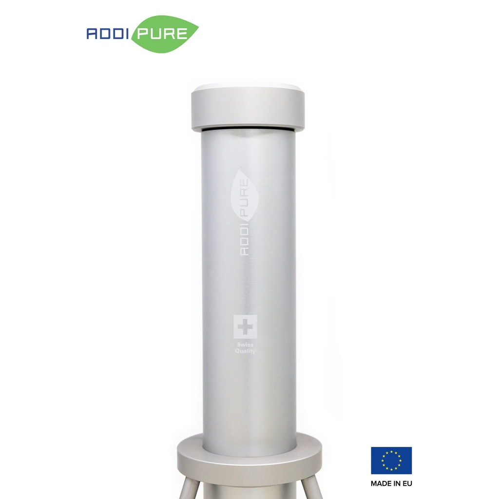 BHO Extractor ADDIPURE 120*50 (height-adjustable) for oil, BHO and DHO. Capacity 60 g. Aluminium, food grade anodised finish. 3-layer filter for maximum purity. Swiss quality.