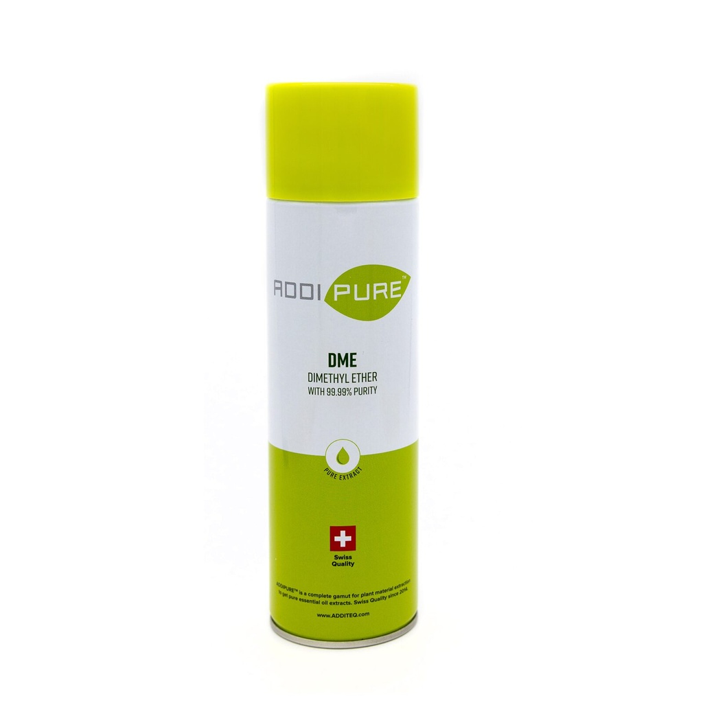 ADDIPURE Dimethyl Ether (DME), 500 ml can. Organic extraction gas. Certified 99.99% purity. Food safe. High extraction yield. Swiss quality.