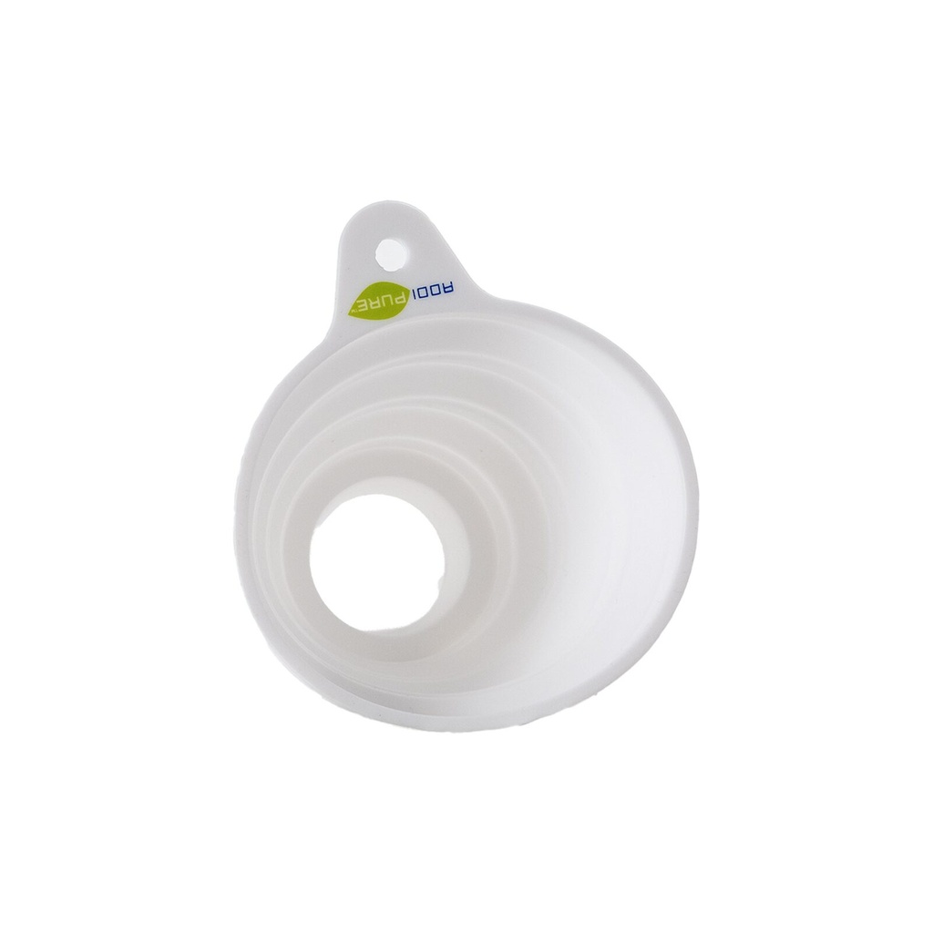 ADDIPURE Silicone funnel, white, foldable. Ideal for filling extractors with plant material. Food grade quality.