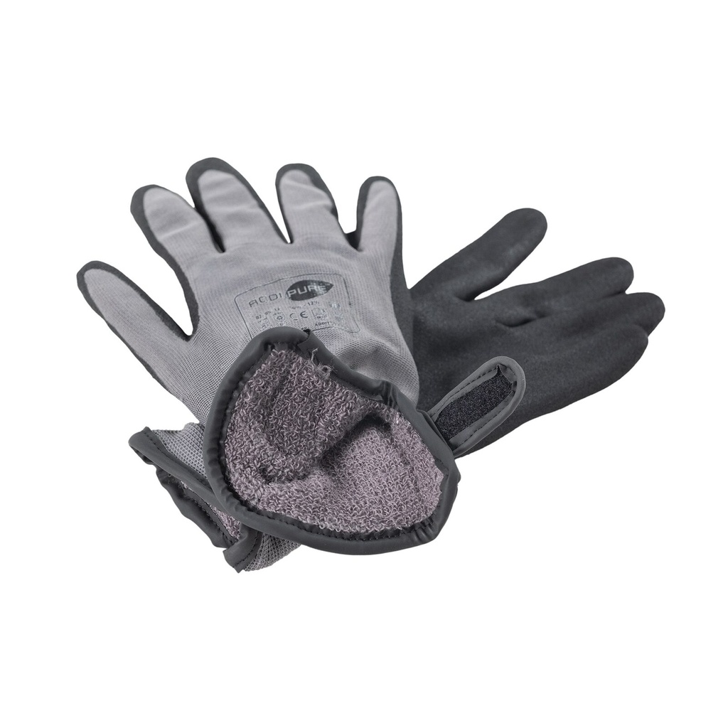 ADDIPURE Thermal gloves for BHO extraction, velcro. Grey/black, size XL. Cold-resistant, anti-slip, breathable, seamless.